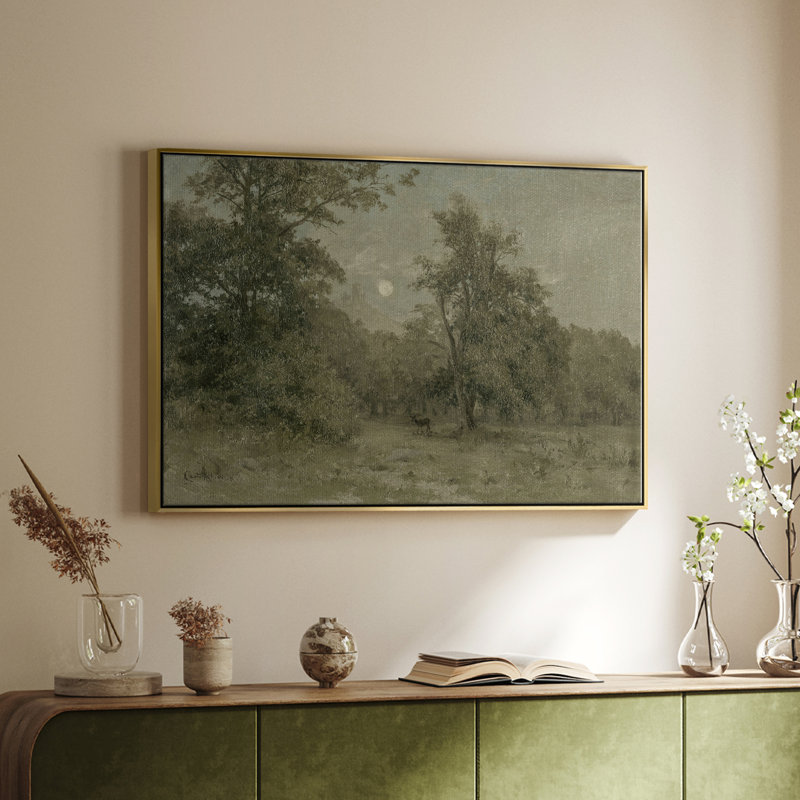Paysage rétro - DCVII - Toile tendue avec châssis, Toile avec cadre flottant or, H 17 po x l 25 po x P 2 po