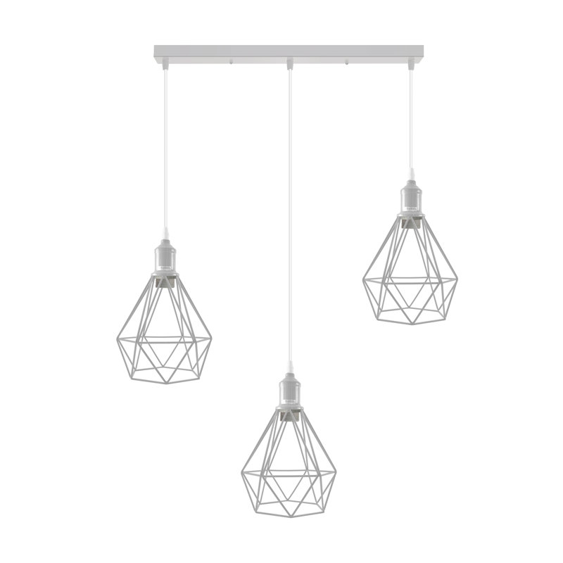 Allaynah 3 - Light Silver Kitchen Island Pendant, White