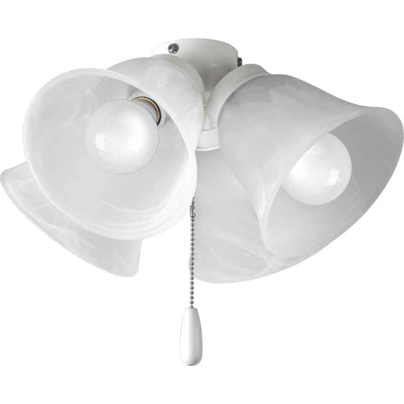 Ventilateur de plafond universel 4 lumières, Blanc, Blanc