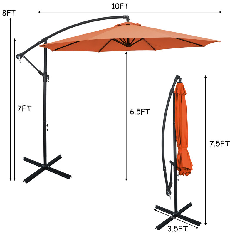 Parasol en porte-à-faux 120 po Rollinsville, Orange
