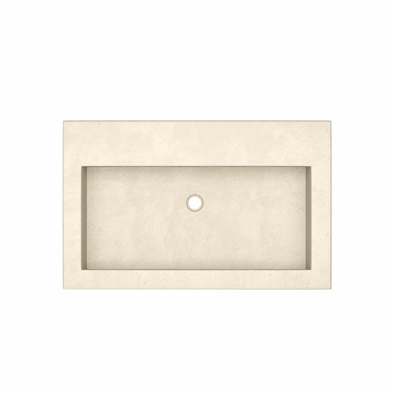 Trough Handmade Rectangular Drop-In Bathroom Sink, Sand, No Faucet Hole