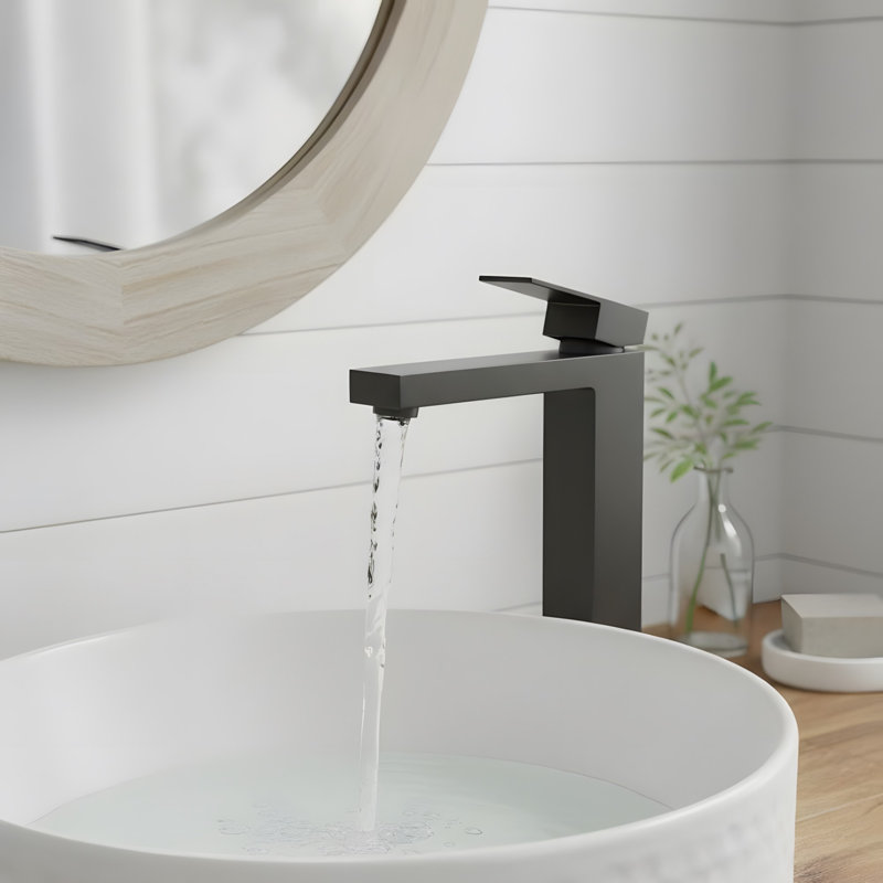 Modern Bathroom Sink Faucet with Single Handle, Black