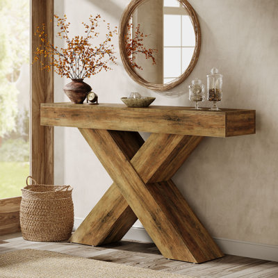 Farmhouse 55"" Console Table, Wood Entryway Table with X-Shaped Legs -  Millwood Pines, 0F62FAB529674767B56C2EB2A6B96AFF