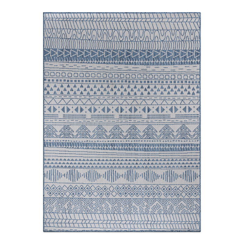 Jezeniah Southwestern Blue / Cream Indoor & Outdoor Area Rug, Rectangle 7'10" x 10'