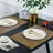 Decozen Golden PVC Placemats Set of 6 Heat-Resistant Table Protectors for Christmas Dining Decor