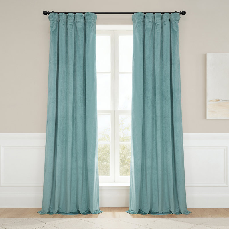 Olivia Velvet Blackout Curtain (1 Panel), Cool Beige, 50" W x 84" L
