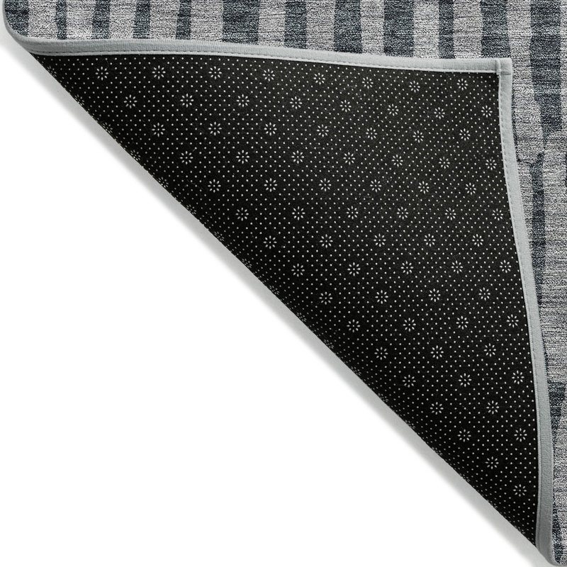 Tapis extérieur lavable rayé gris anthracite et gris 9 pi x 12 pi
