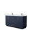 Meuble-lavabo double de 66 po Icon en bleu foncé, comptoir en marbre de culture de Carrare, lavabos carrés encastrés, marbre de culture en nickel brossé