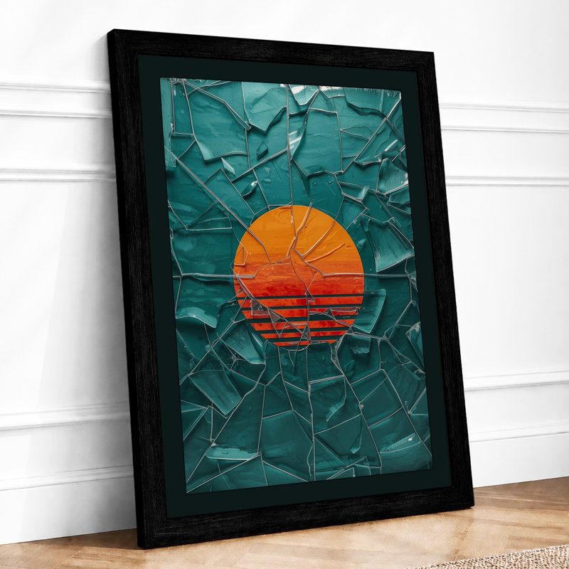 Sun in Fragments Geometric - Framed Print, A4 - 29.7 x 21.0 cm, Black