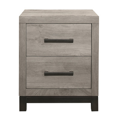 Table de chevet de chambre à coucher grise - 2 tiroirs et glissières centrales en métal attrayantes pour la quincaillerie