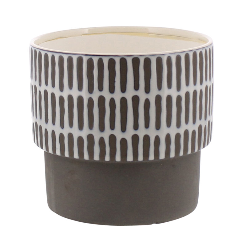 Vase à lignes verticales, H 5,75 po x l 6 po x p 6 po