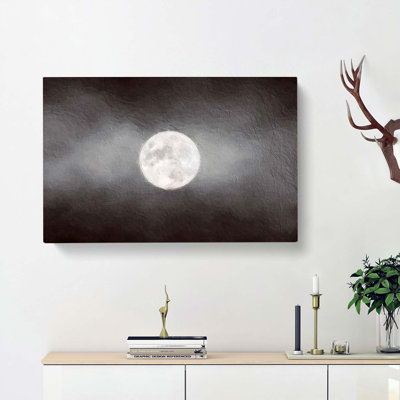 Full Moon At Dusk - Wrapped Canvas