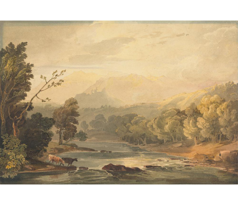 "Une vue sur le Brathay près d'Ambleside" par Copley Fielding - Art mural sur toile tendue avec châssis, H 48 po x l 33 po