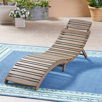 Chaise longue pliante en bois - Gris