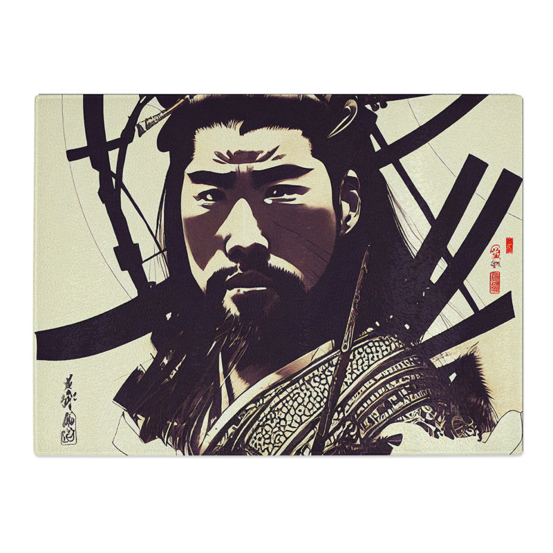 Samurai Portrait  Glass Chopping Board