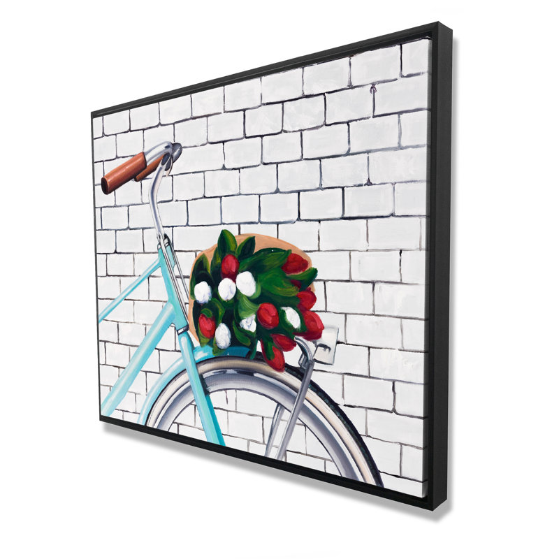 Vélo avec bouquet de tulipes - Toile encadrée Home Decor