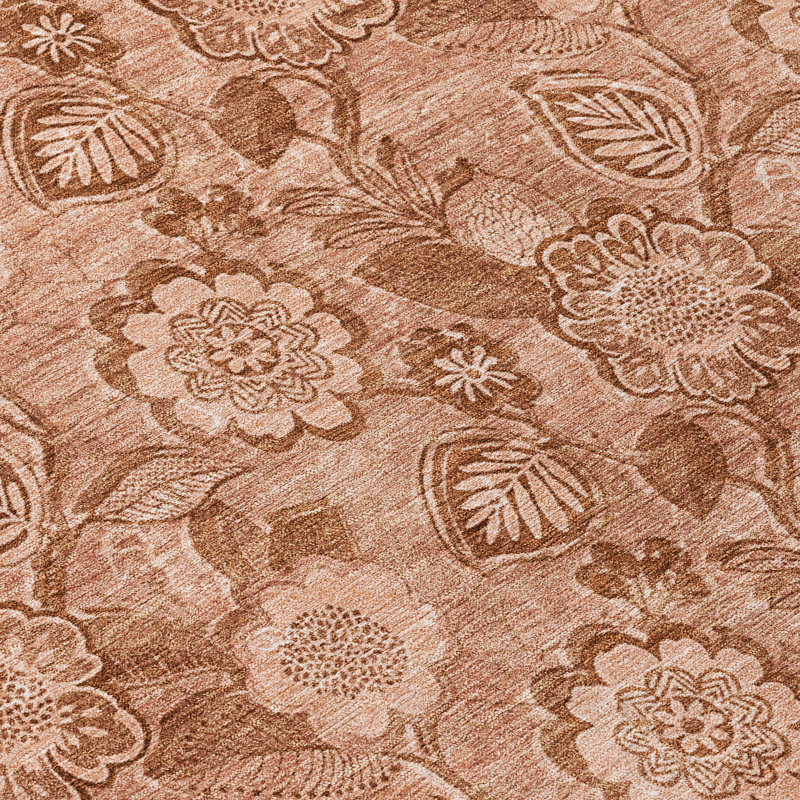Machine Washable Indoor/Outdoor Xhevrie Terracotta Rug, Rectangle 5' x 7'6"