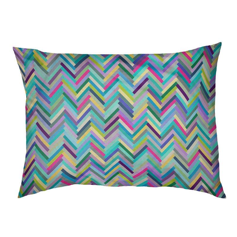 Coussin décoratif à chevrons, Petit (L 18 po x l 28 po), bleu, Utilisation intérieure seulement