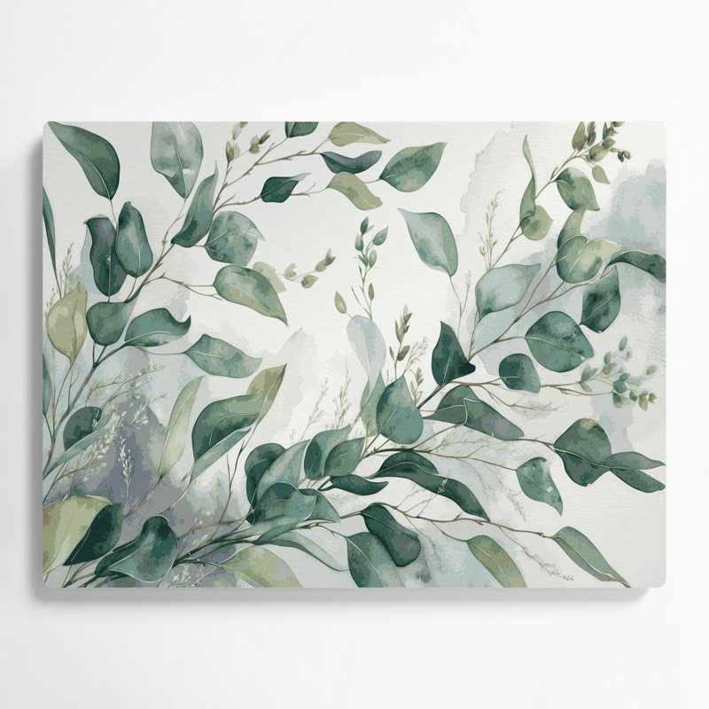 «Botanical Eucalyptus Beige», art mural en métal, H 132 po x l 168 po x P 0,05 po