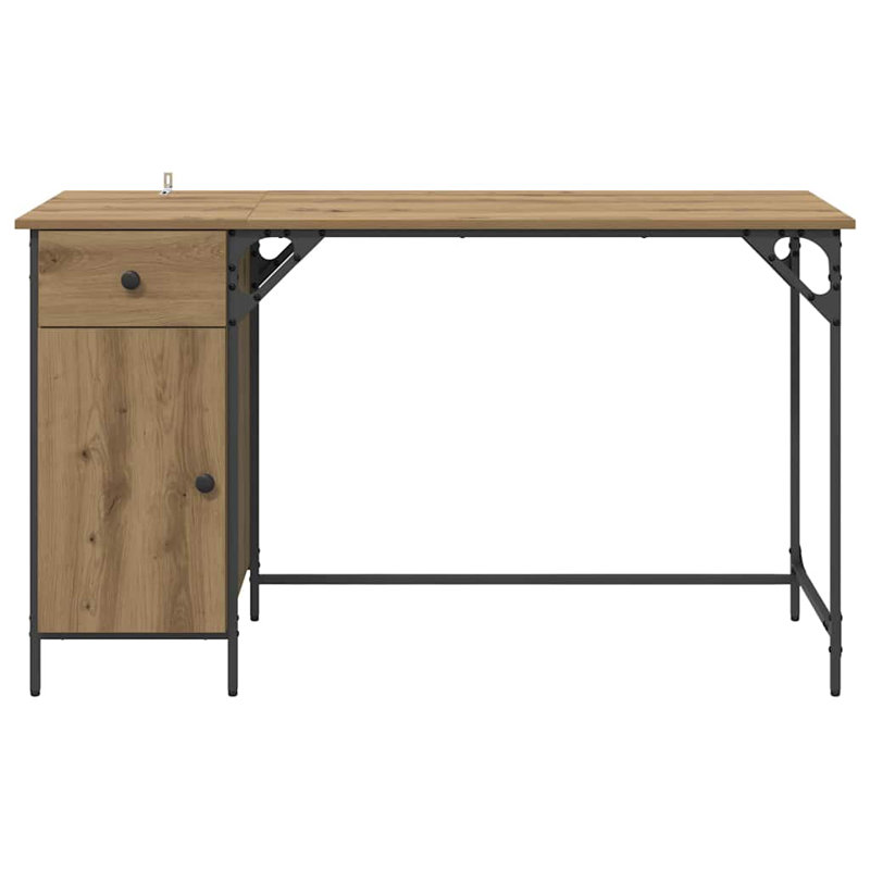 Metal Base Computer Desk, Artisan Oak