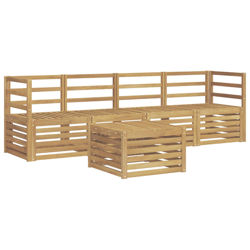  Outdoor Sofa Set 5 Pcs Solid Acacia Wood Sectional Garden Furniture