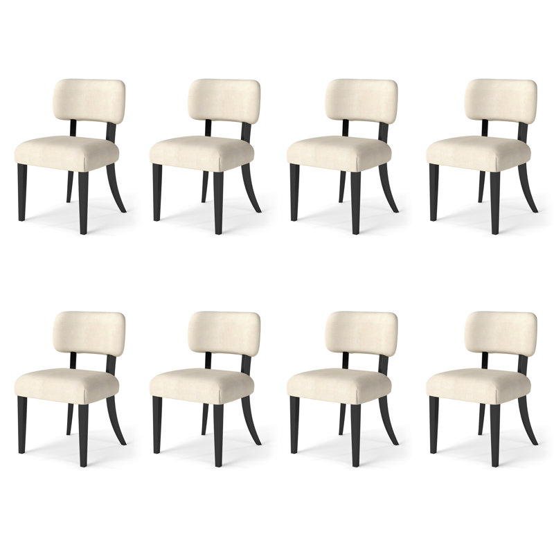 Ensemble de chaises de salle à manger en bois massif, chaise de salle à manger rembourrée, chaise de salle à manger en tissu moderne pour restaurant et café, beige