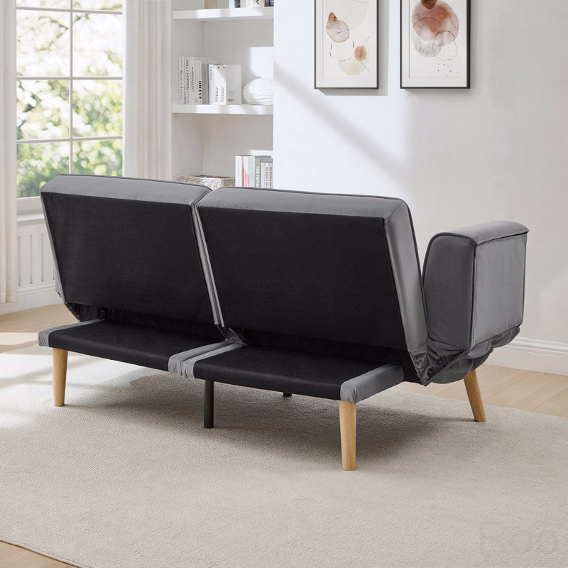 Futon canapé-lit avec accoudoirs réglables, réglable, Gris
