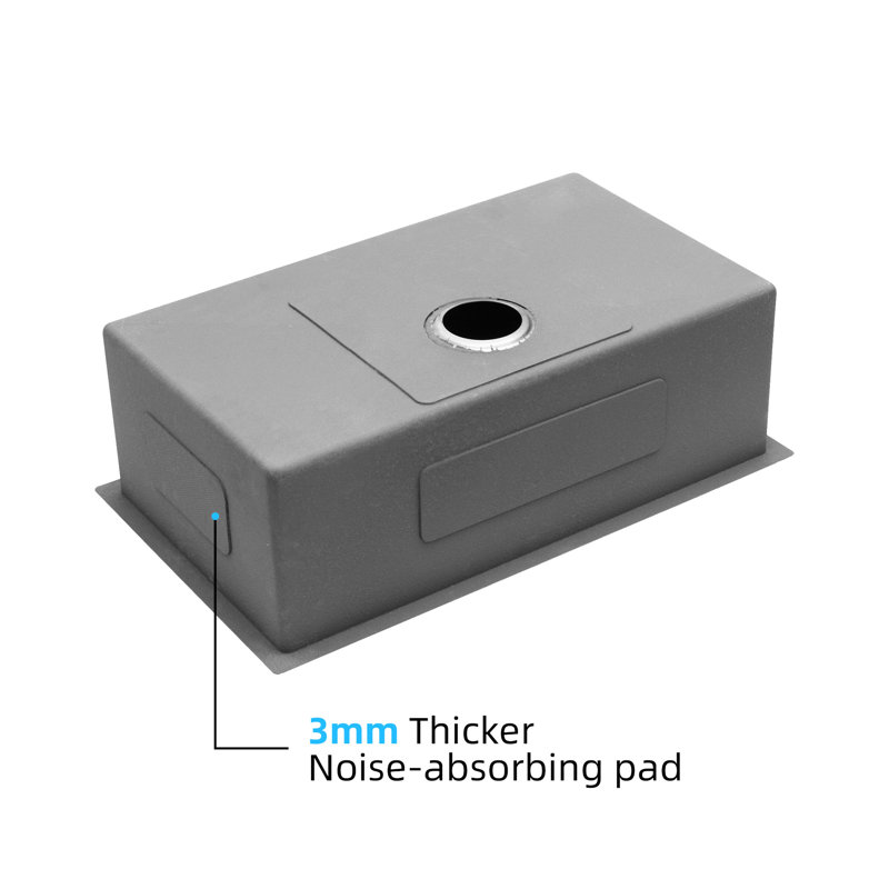 Évier encastré en acier inoxydable encastrable 33 po x 19 po x 10 po, rouille et teint, calibre 16, fini nickel brossé pour une cuisine facile à nettoyer