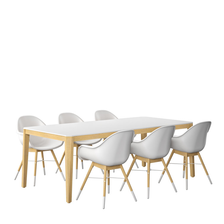 Genevive 85'' Rectangular 6 - Person Outdoor Dining Set