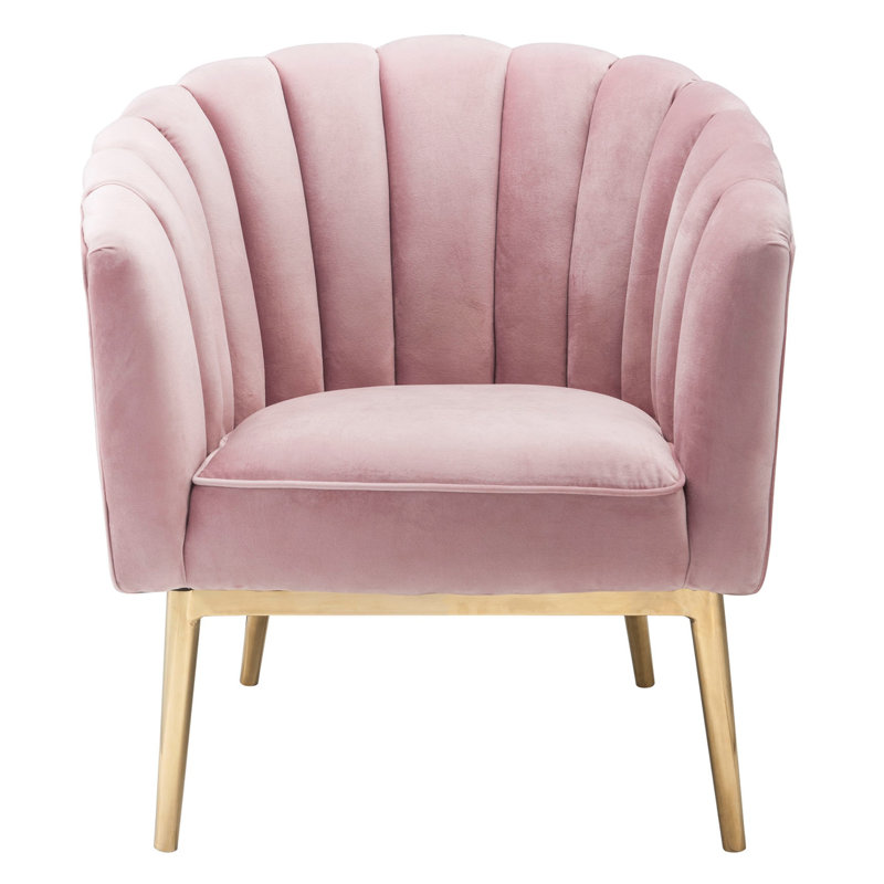 Chaise d'appoint Colla Midnight & Gold Finish, Velours rose