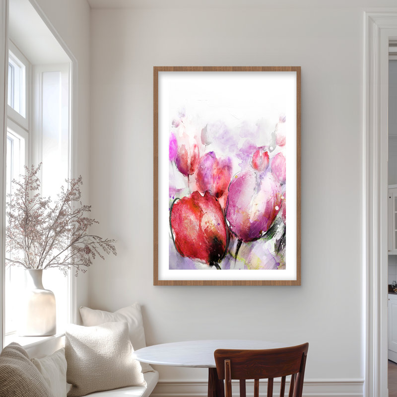Tulipes abstraites floues - reproduction encadrée mate pour la décoration intérieure