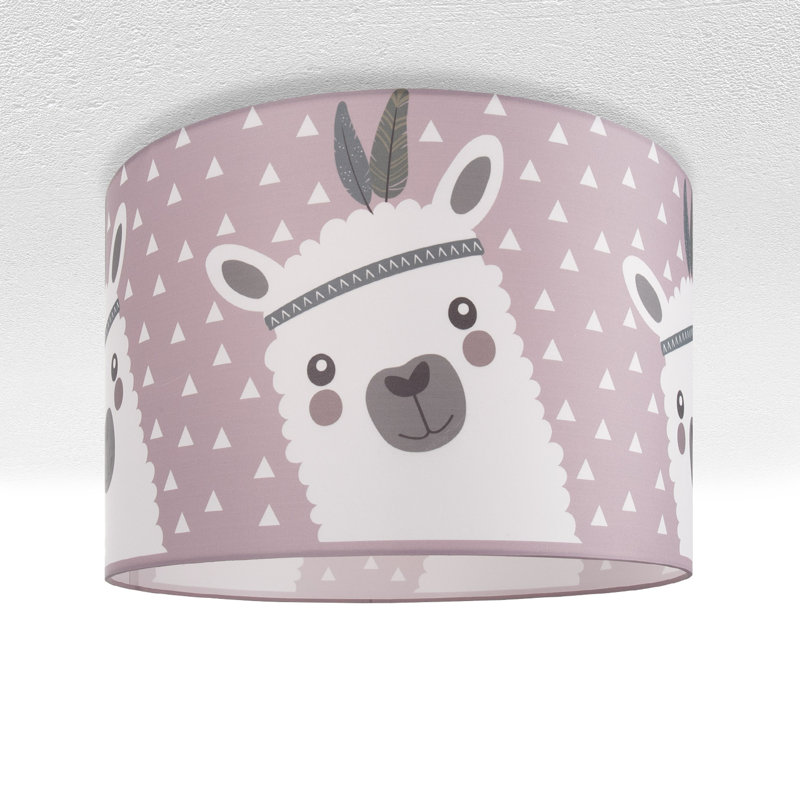 Kavan Fabric Flush Ceiling Light, White/Pink