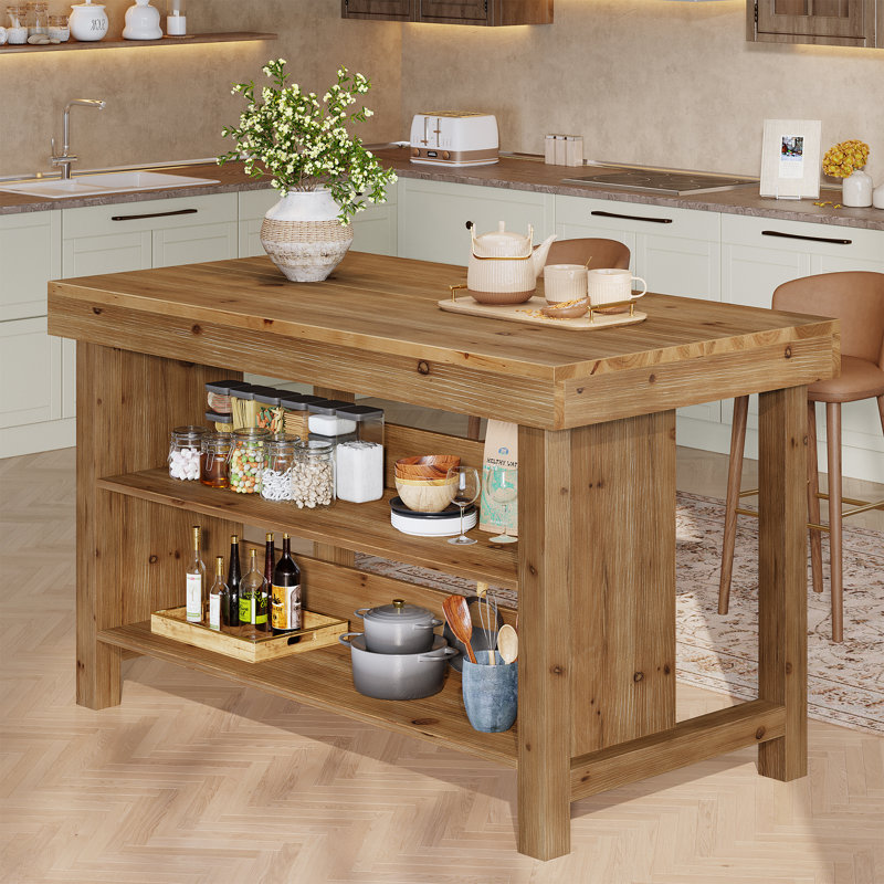 Solid Wood Kitchen Island, Brown