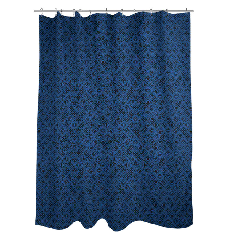 Rideau de douche simple Maze Square, Noir / Bleu