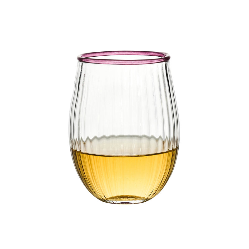 Nell Stemless Wine Glass, Clear/Blush