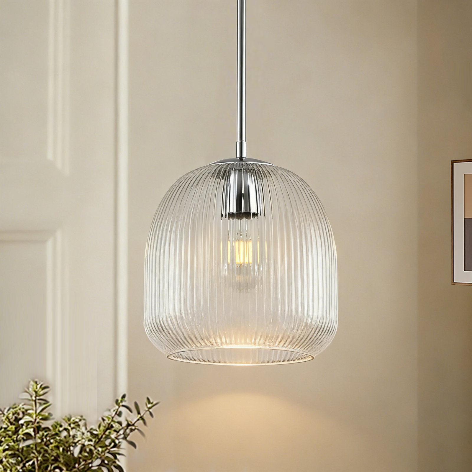 Dimmable Single Light Pendant, Brushed Nickel