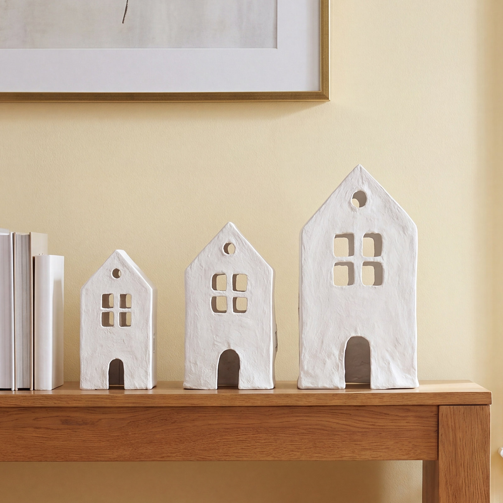 3-Piece Recycled Papier-Mache House Set