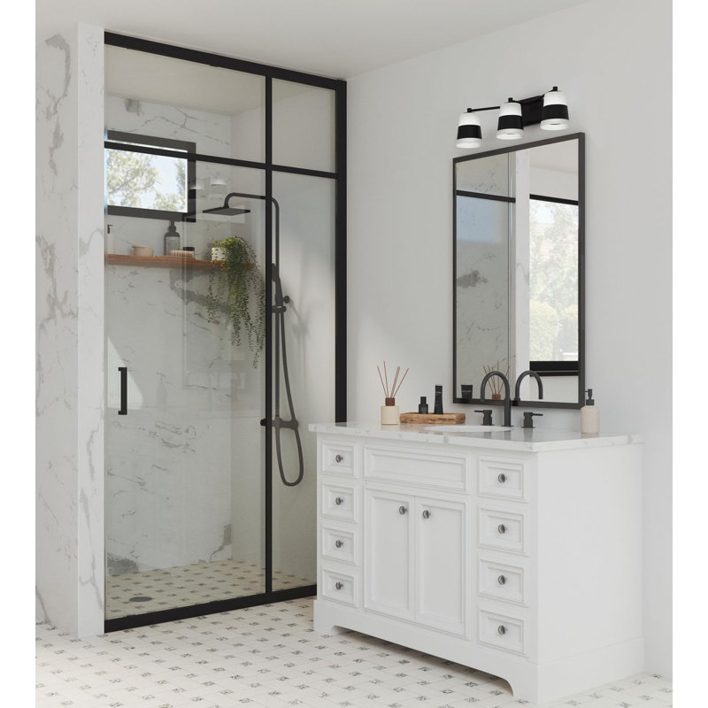 Éclairage pour meuble-lavabo à 3 lumières à intensité variable Markail, Noir mat, Noir mat / blanc