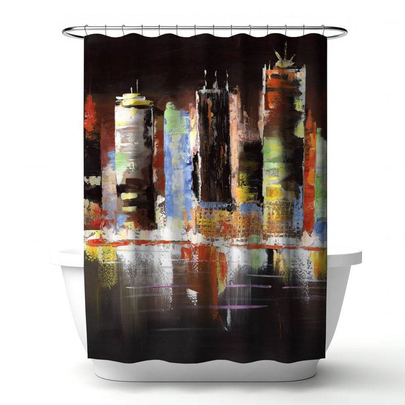 Shower Curtain CI17 – Polyester Shower Curtain, Dye Sublimation Print, 71" W × 74" L