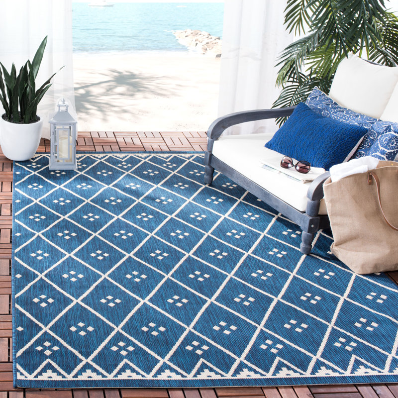 Tapis d'intérieur / extérieur à motif géométrique Amarien Performance, Rectangle 5 pi 3 po x 7 pi 7 po