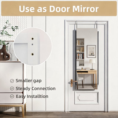 Miroir de porte pleine longueur, carré 47 x 16 po avec cadre blanc