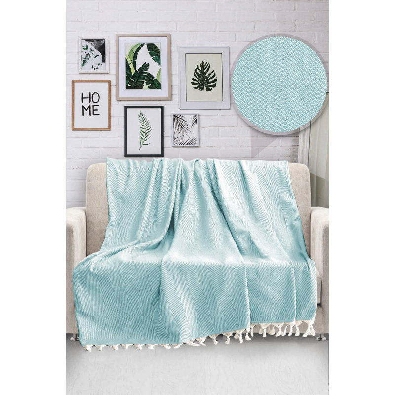 Couvre-lit / couvre-lit 100% coton Villafane, Vert mer