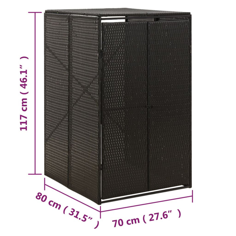 Humayd Rubbish Bin Box 117cm X 70cm, Black