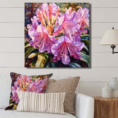 Fleurs de rhododendron mauve sur toile