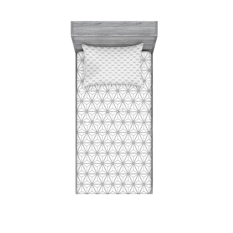 Microfiber Geometric Sheet Set, Twin Sheet Set with Fitted Sheet