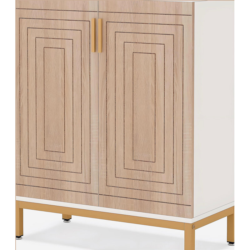 Durable Shoe Racks Organizer, Spacious Shoe Cabinet, Entryway Shoe Cabinet, Natural/Gold