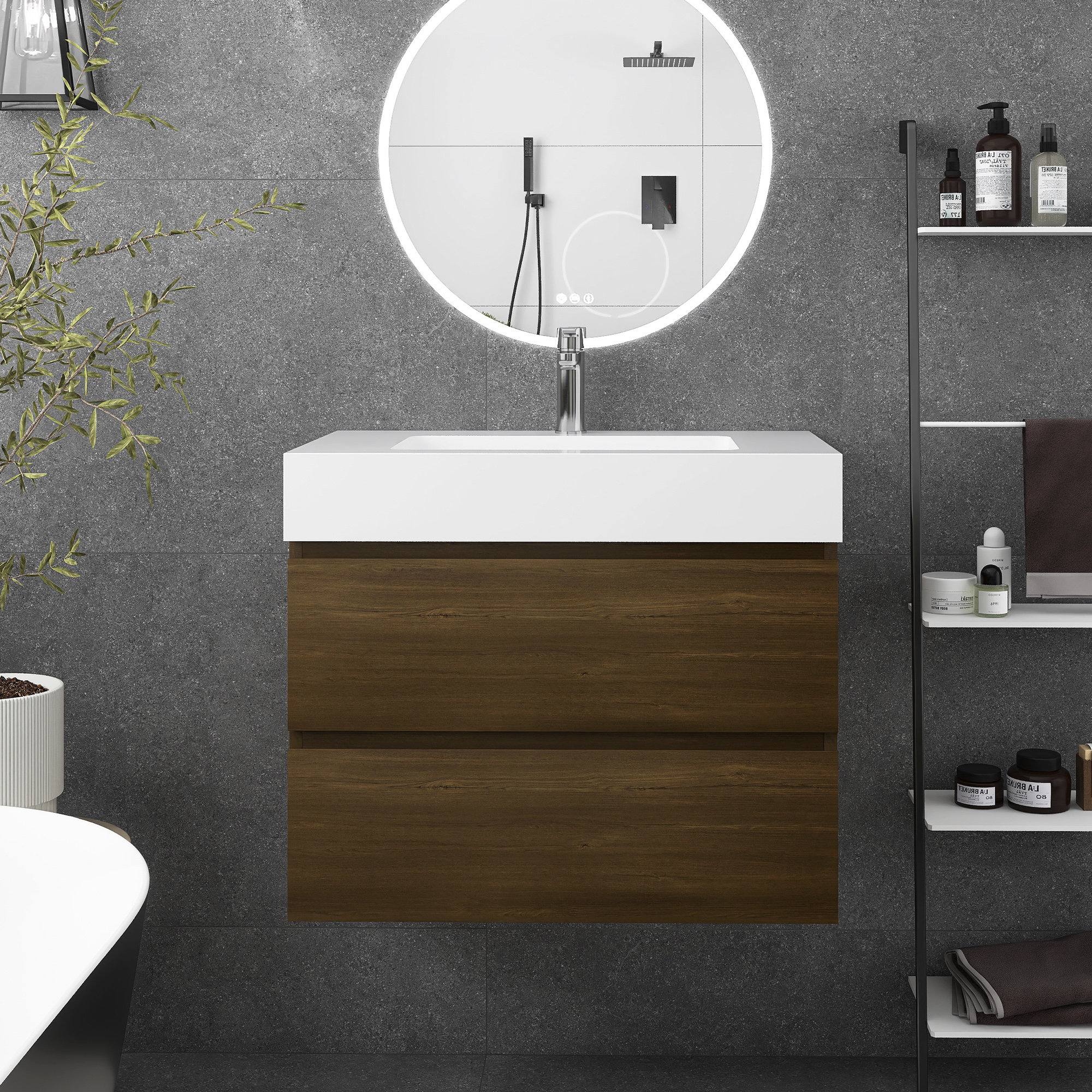 Staykiwi 30'' Single Bathroom Vanity With Solid Surface Top 