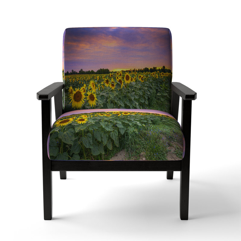 Makiaya - Sunset Sunflower Field - Fauteuil d'appoint rembourré traditionnel