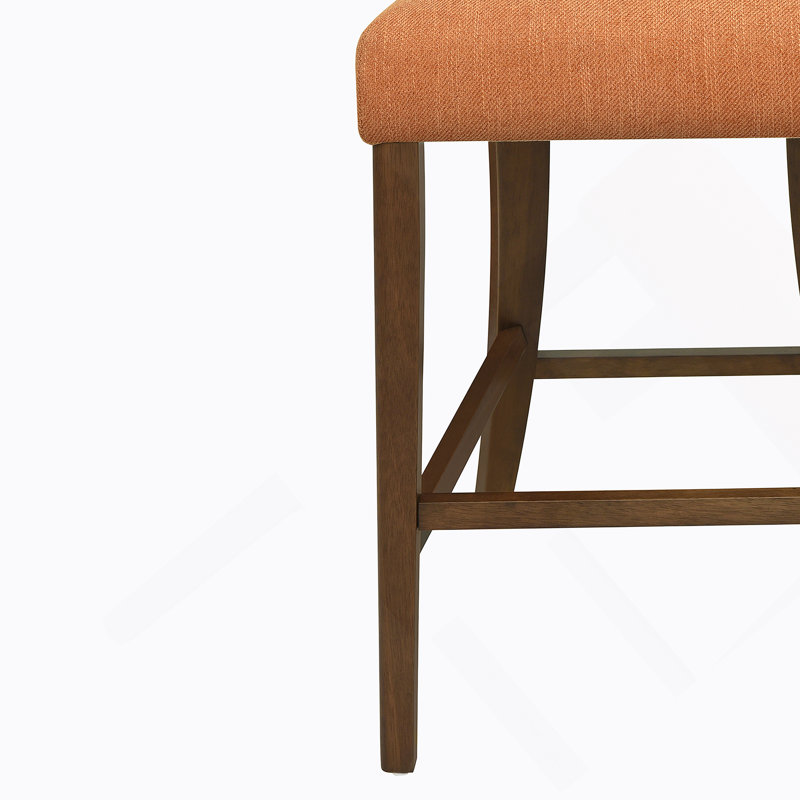 Ensemble de 2 tabourets de comptoir sans accoudoirs (noyer + caramel), Siège caramel / structure en noyer