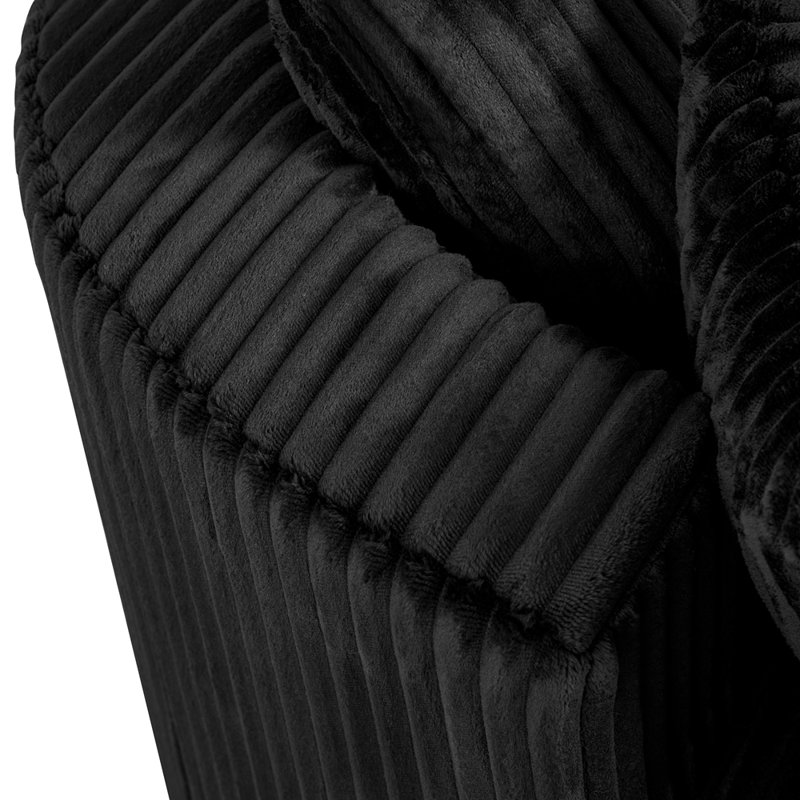 Oversized Round Swivel Accent Chair with Plush Upholstery & Matching Throw Pillows-Black